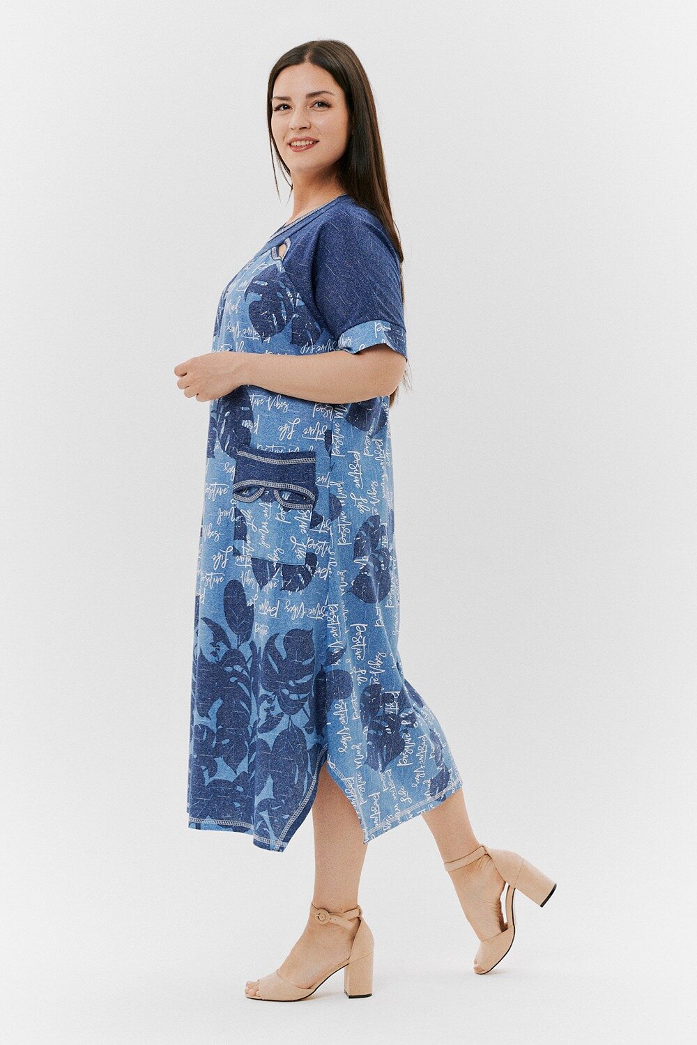 Натали Платье 418916 9136 монстеры синие