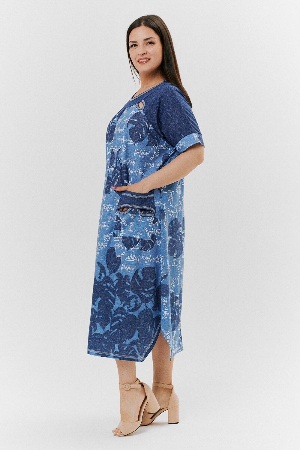 Натали Платье 418916 9136 монстеры синие