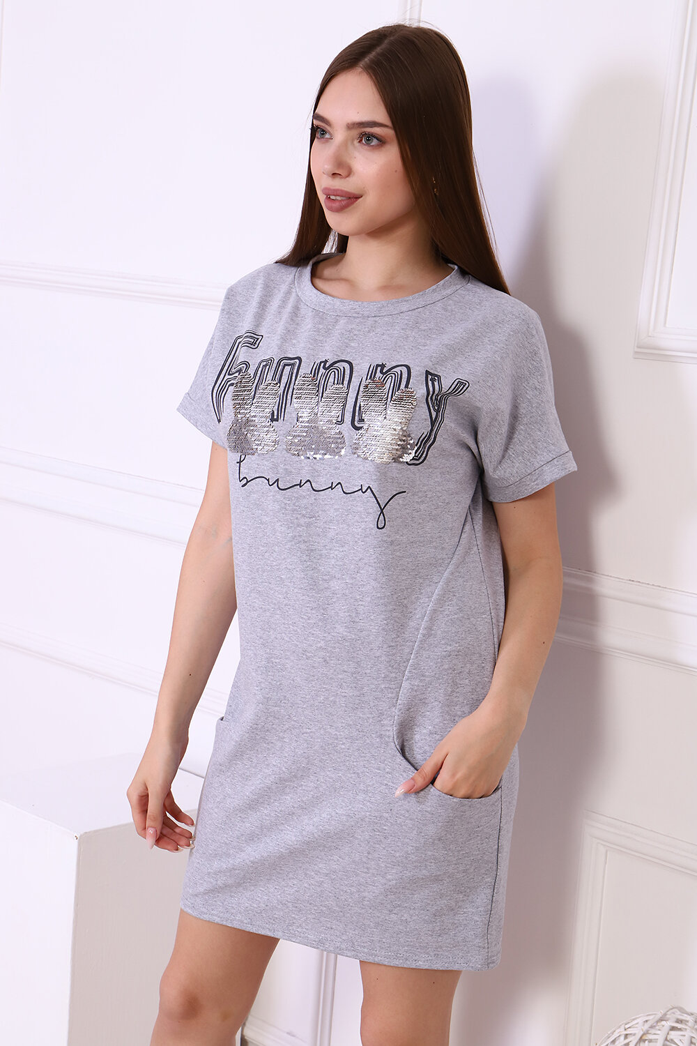 Натали Туника 419455 24872 серый меланж