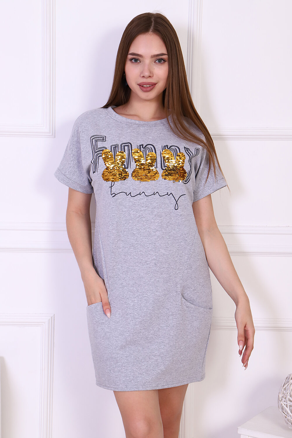 Натали Туника 419455 24872 серый меланж