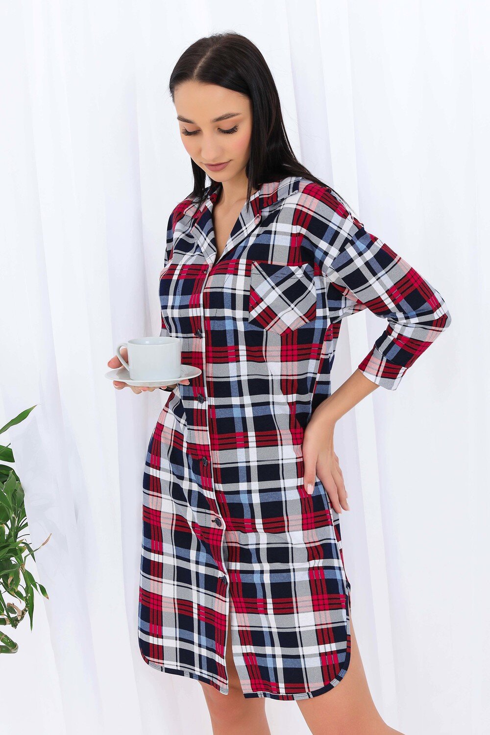 Натали Халат 420753 21532 синяя клетка