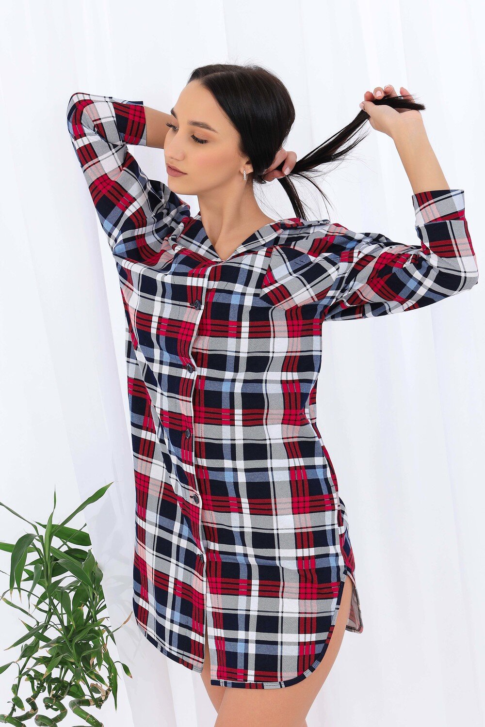 Натали Халат 420753 21532 синяя клетка