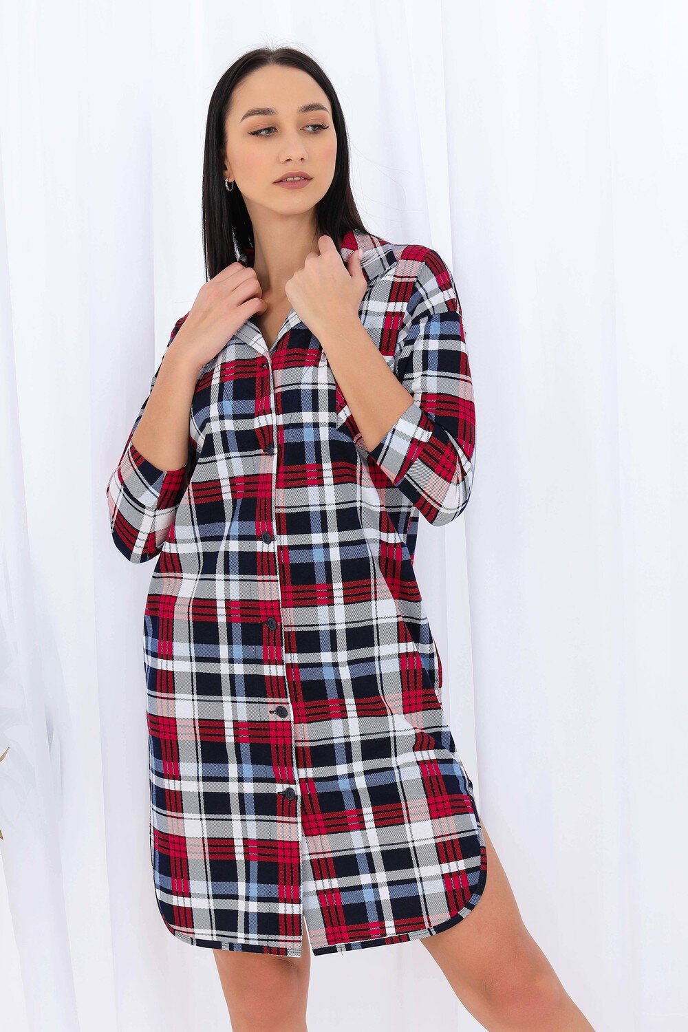 Натали Халат 420753 21532 синяя клетка