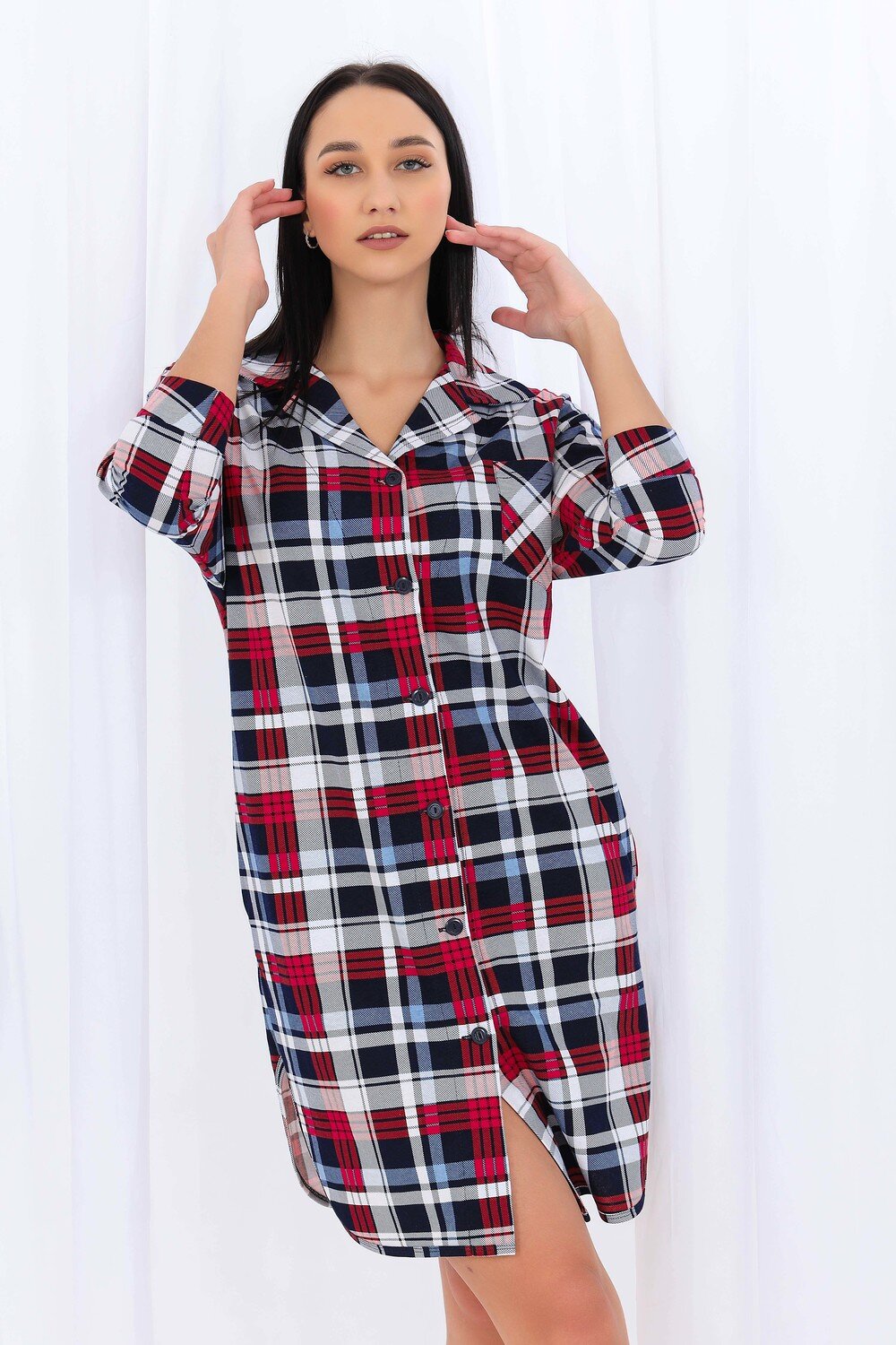 Натали Халат 420753 21532 синяя клетка