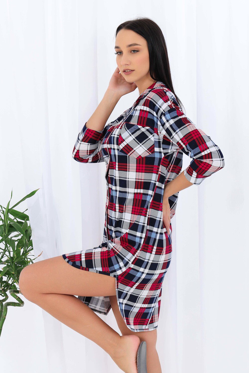 Натали Халат 420753 21532 синяя клетка