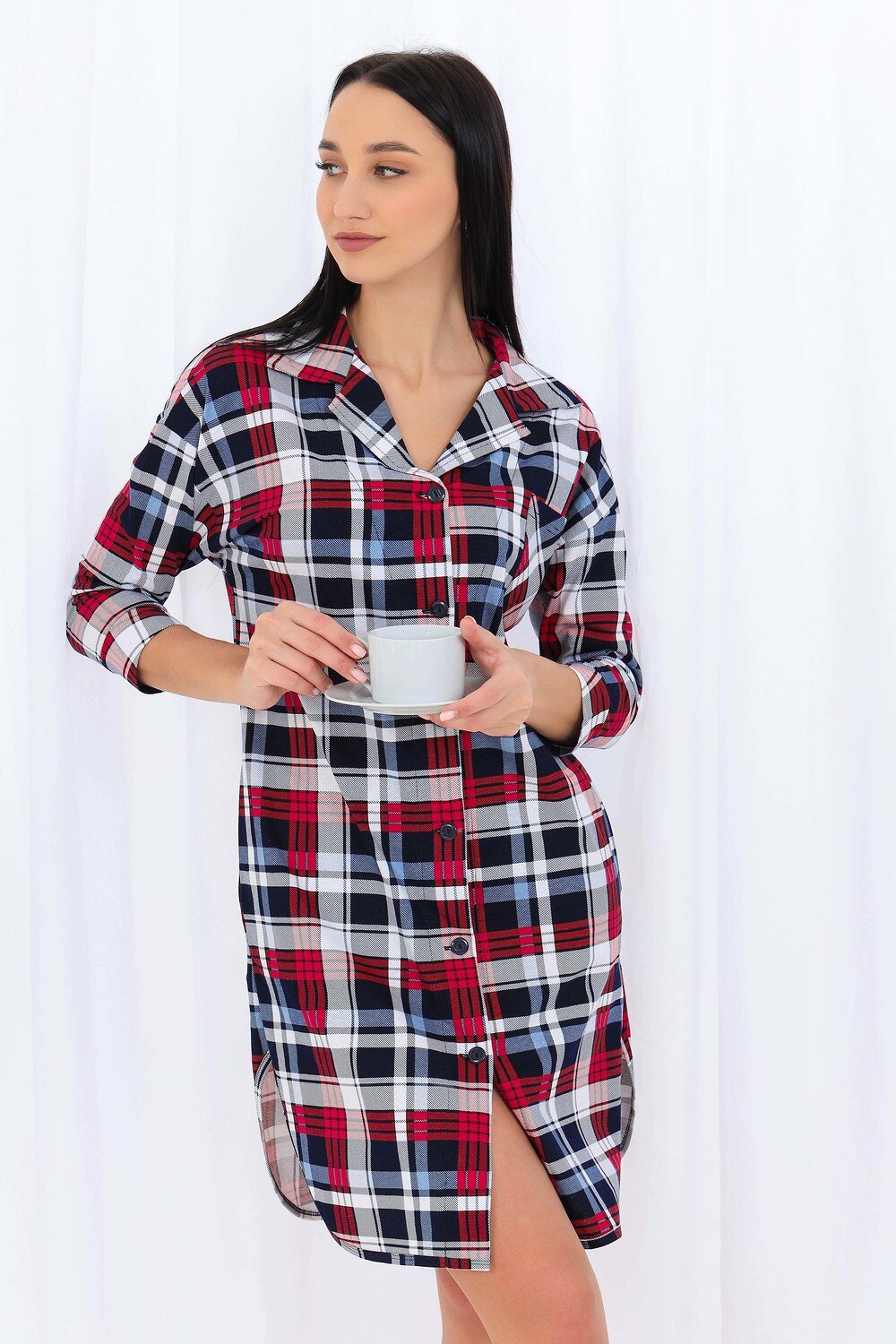 Натали Халат 420753 21532 синяя клетка