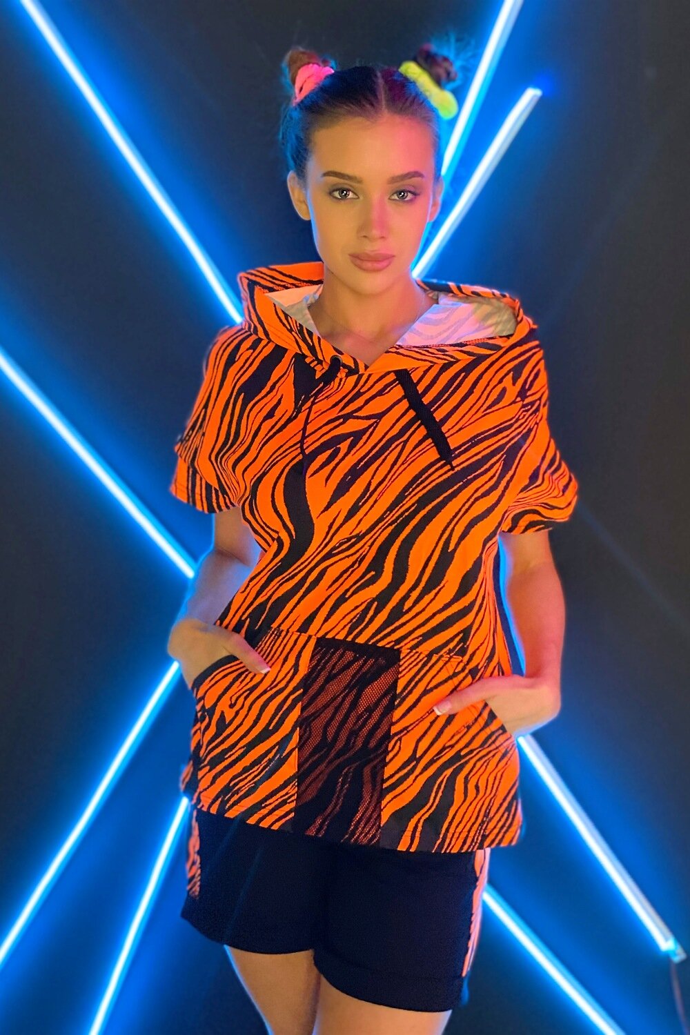 Натали Шорты 421574 8071 черный+оранжевый