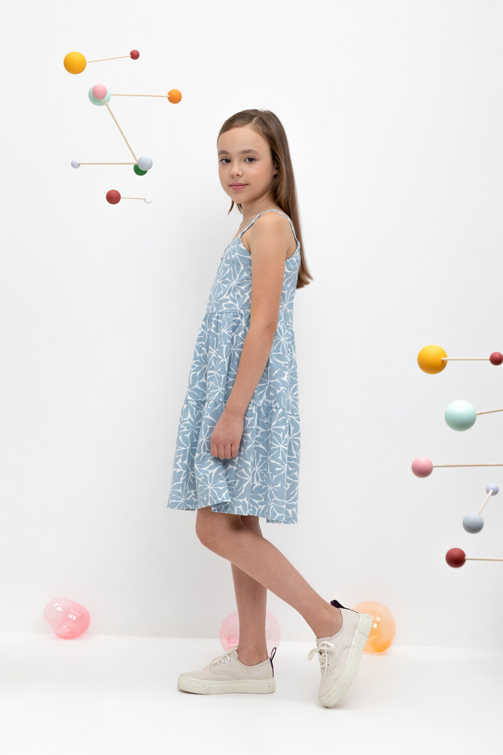 CROCKID Сарафан 421928 КР 5796 пыльно-синий, блики на воде