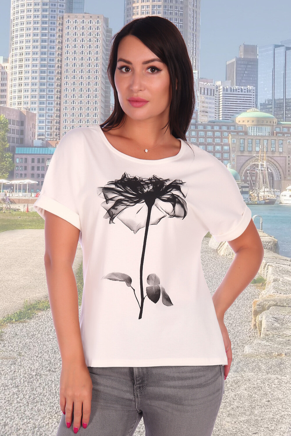 Натали Футболка 424492 Футболка Вуаль молочный