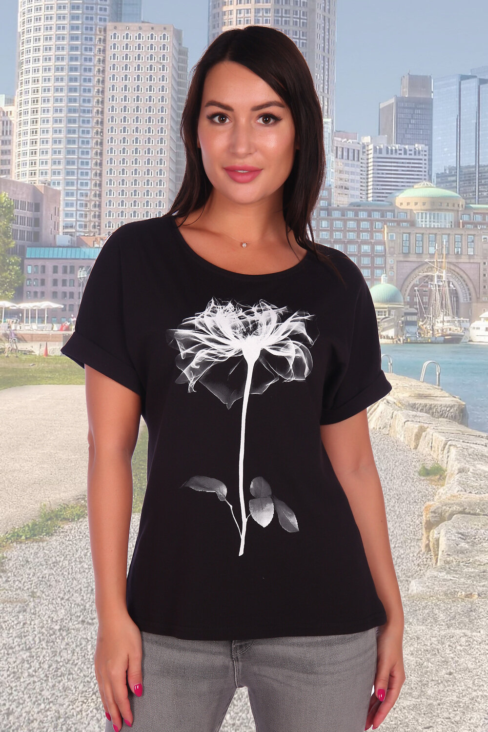 Натали Футболка 424493 Футболка Вуаль черный