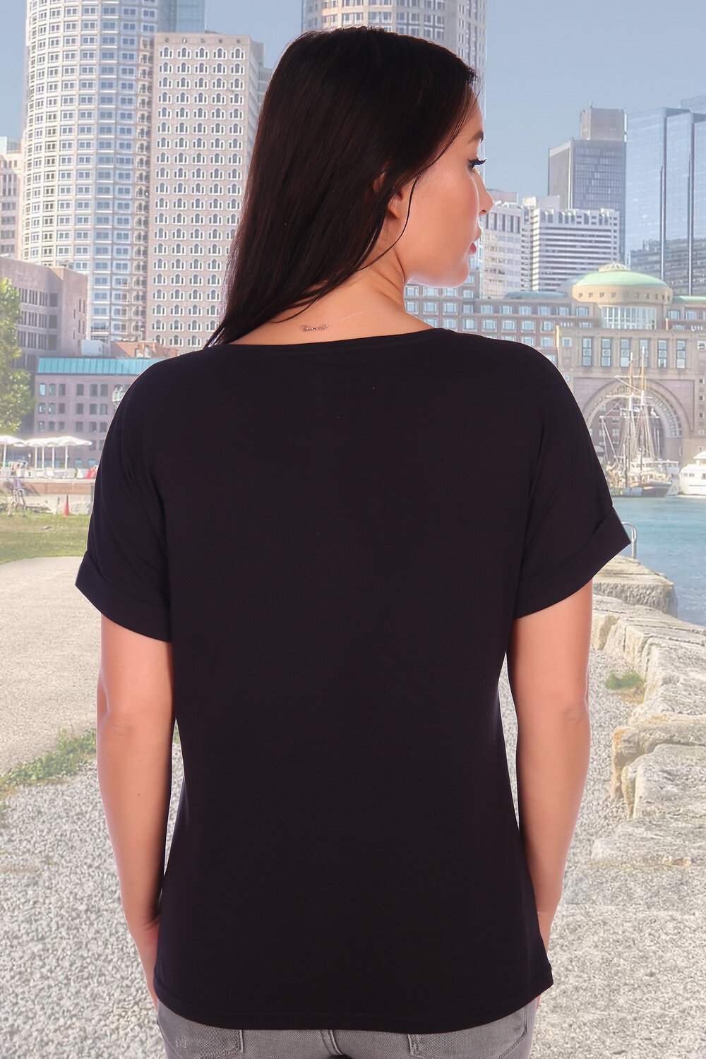 Натали Футболка 424493 Футболка Вуаль черный