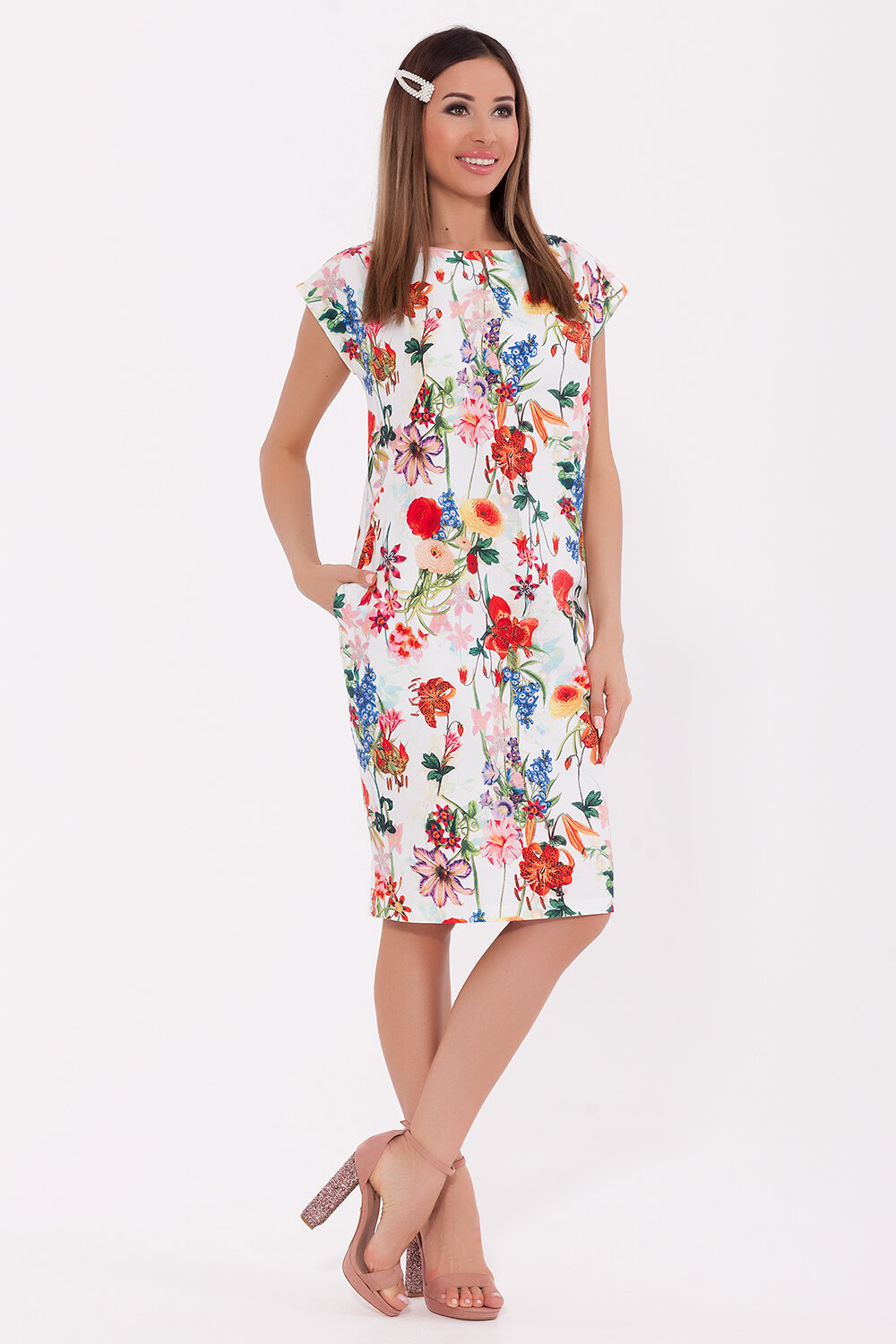 VISERDI Платье 70262 1506-лил 459830 Белый/красные цветы