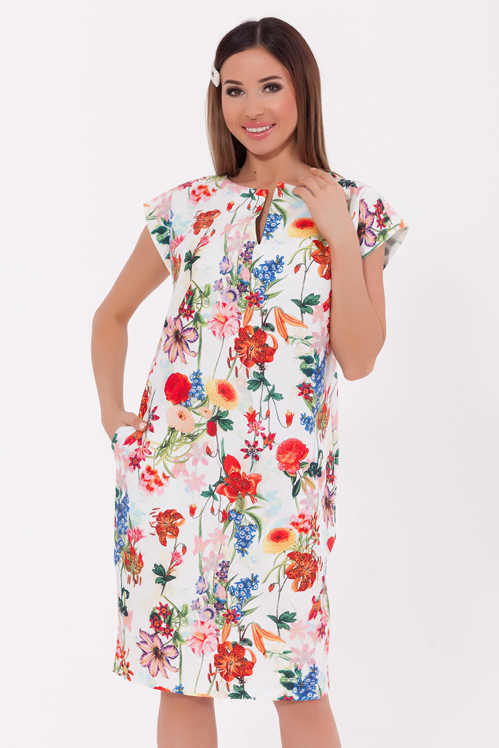 VISERDI Платье 70262 1506-лил 459830 Белый/красные цветы