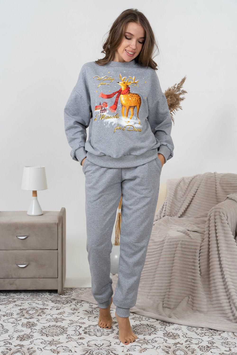 Натали Костюм 434921 Костюм Рождество серый меланж