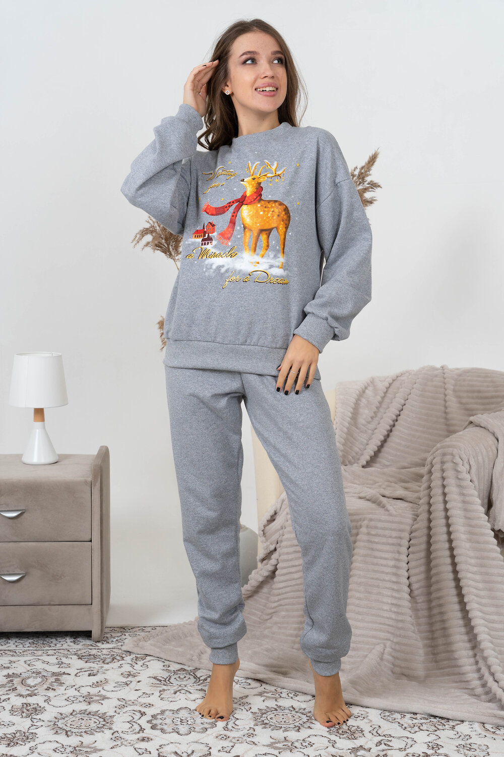 Натали Костюм 434921 Костюм Рождество серый меланж