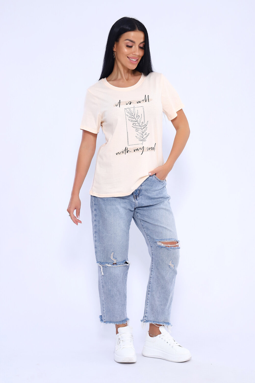 Натали Футболка 439297 80036 персик/серебро