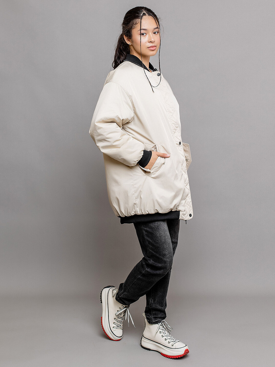 BATIK Бомбер 447547 635-24в-2 Экрю/ярко-зеленый