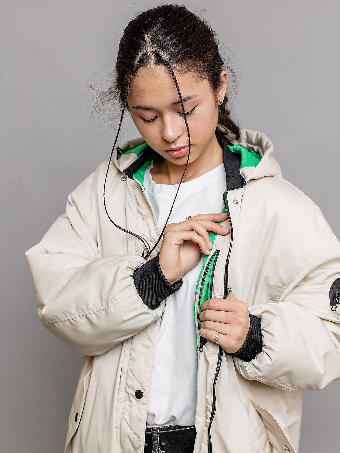 BATIK Бомбер 447547 635-24в-2 Экрю/ярко-зеленый