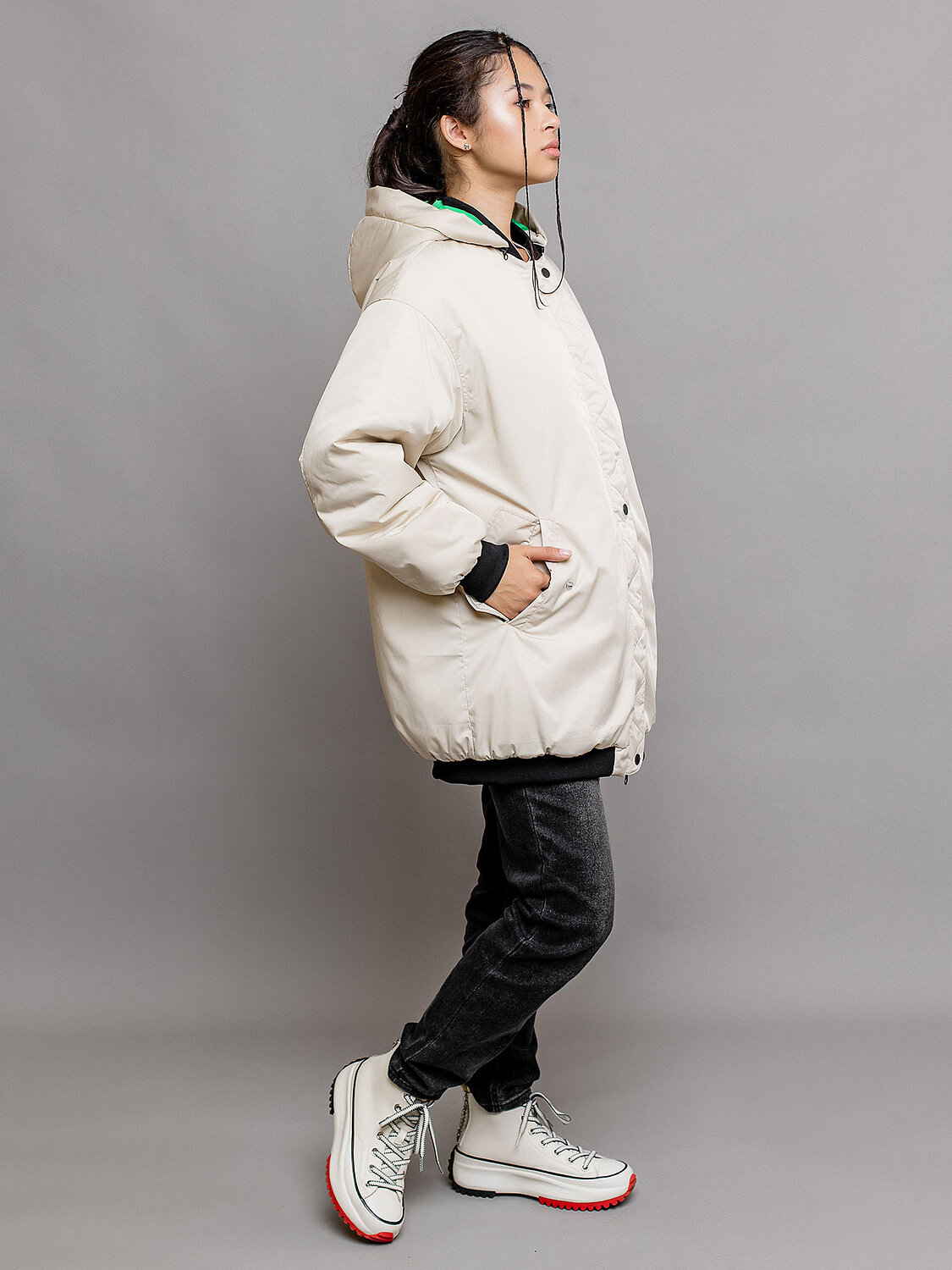 BATIK Бомбер 447547 635-24в-2 Экрю/ярко-зеленый