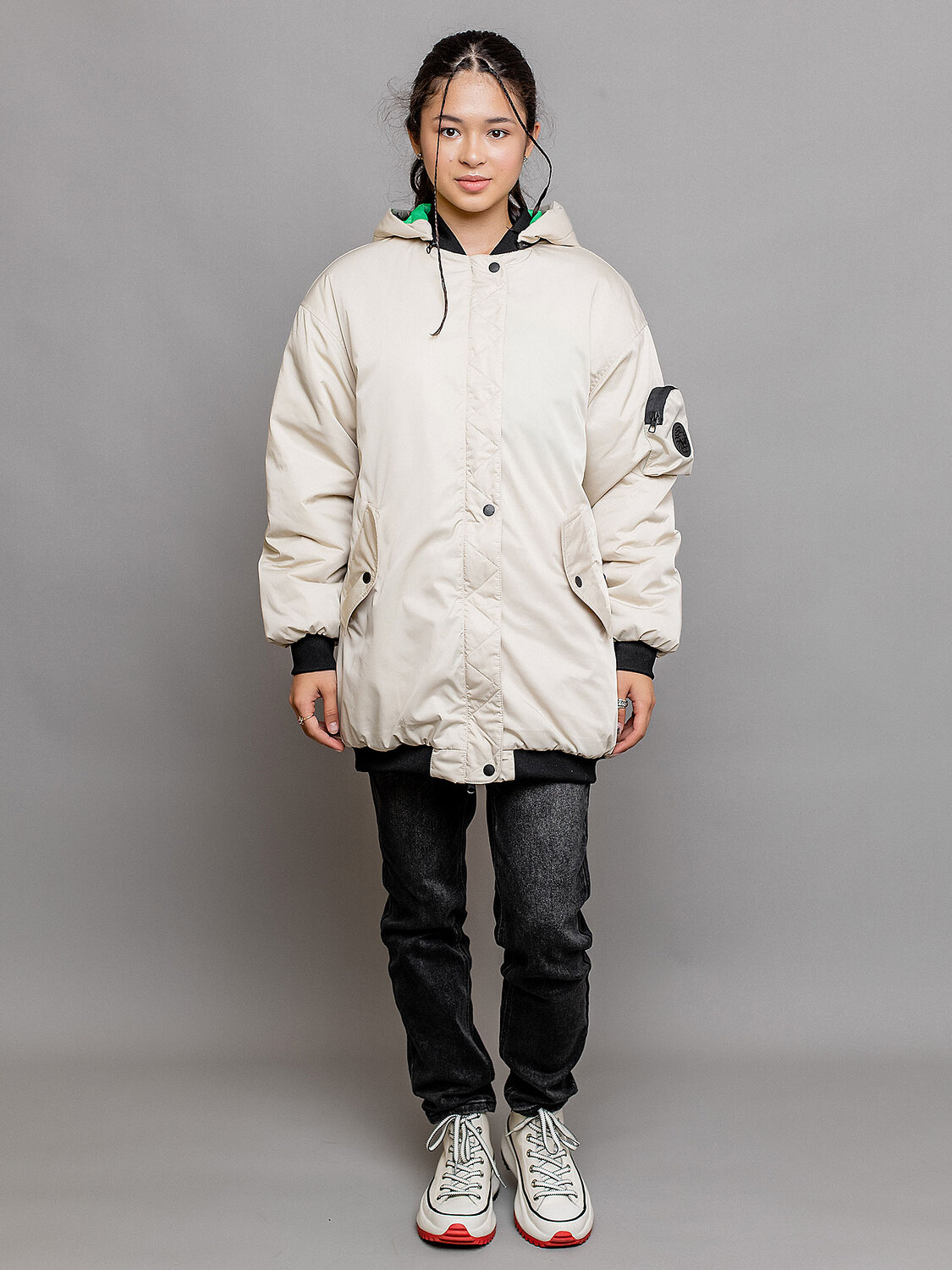 BATIK Бомбер 447547 635-24в-2 Экрю/ярко-зеленый