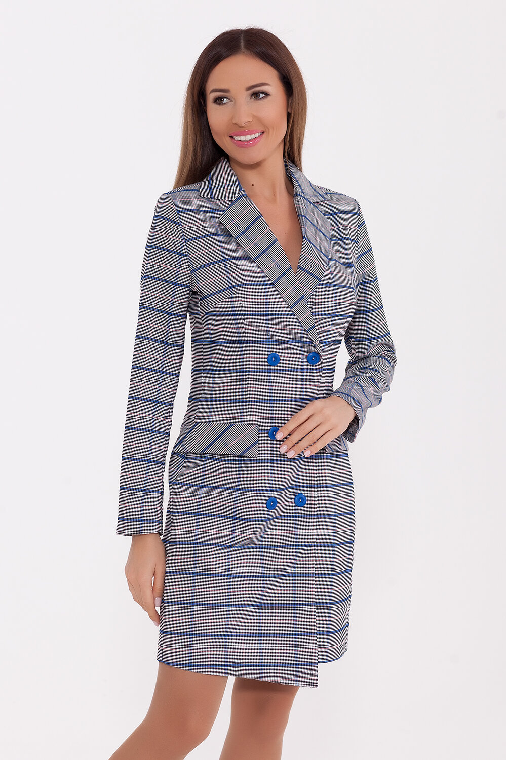 VISERDI Платье 75960 10047-мкл 419950 Серый/сине-розовая клетка