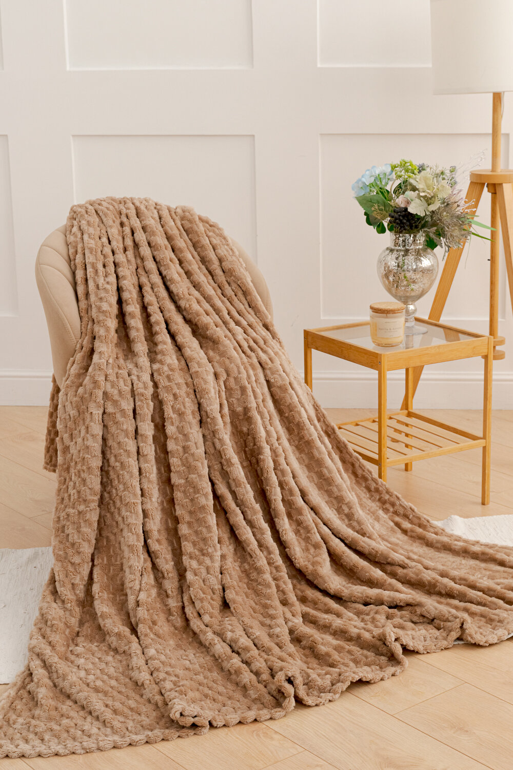 Натали Плед 500759 Плед покрывало Черепаха однотонный велсофт бежевый