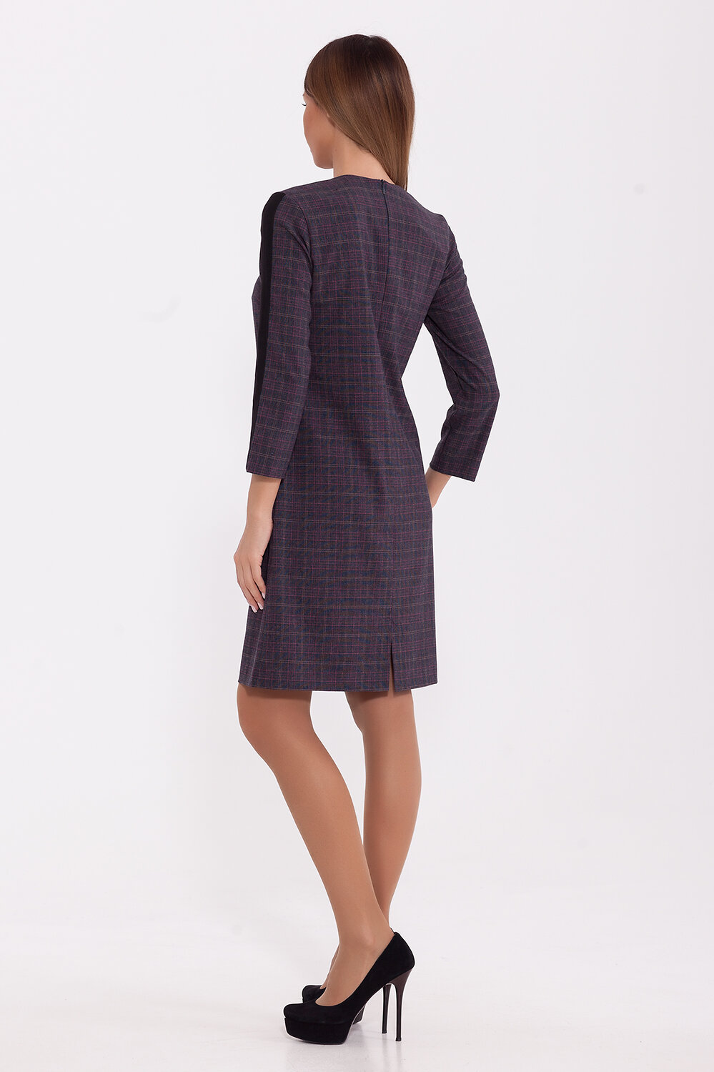 VISERDI Платье 81800 10033-клт 4191070 Темно-серый/бордовая клетка