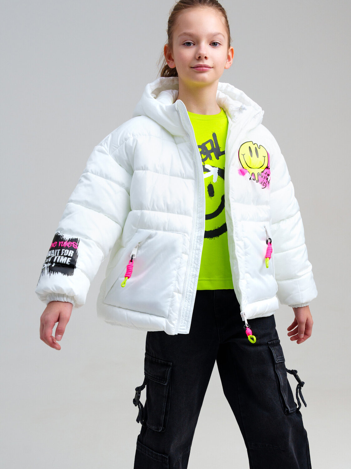 PLAYTODAY Куртка 557607 12521210 белый,фуксия,светло-зеленый