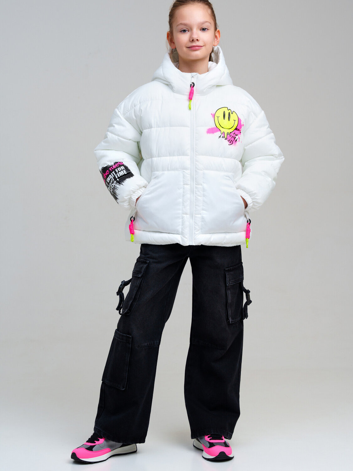 PLAYTODAY Куртка 557607 12521210 белый,фуксия,светло-зеленый