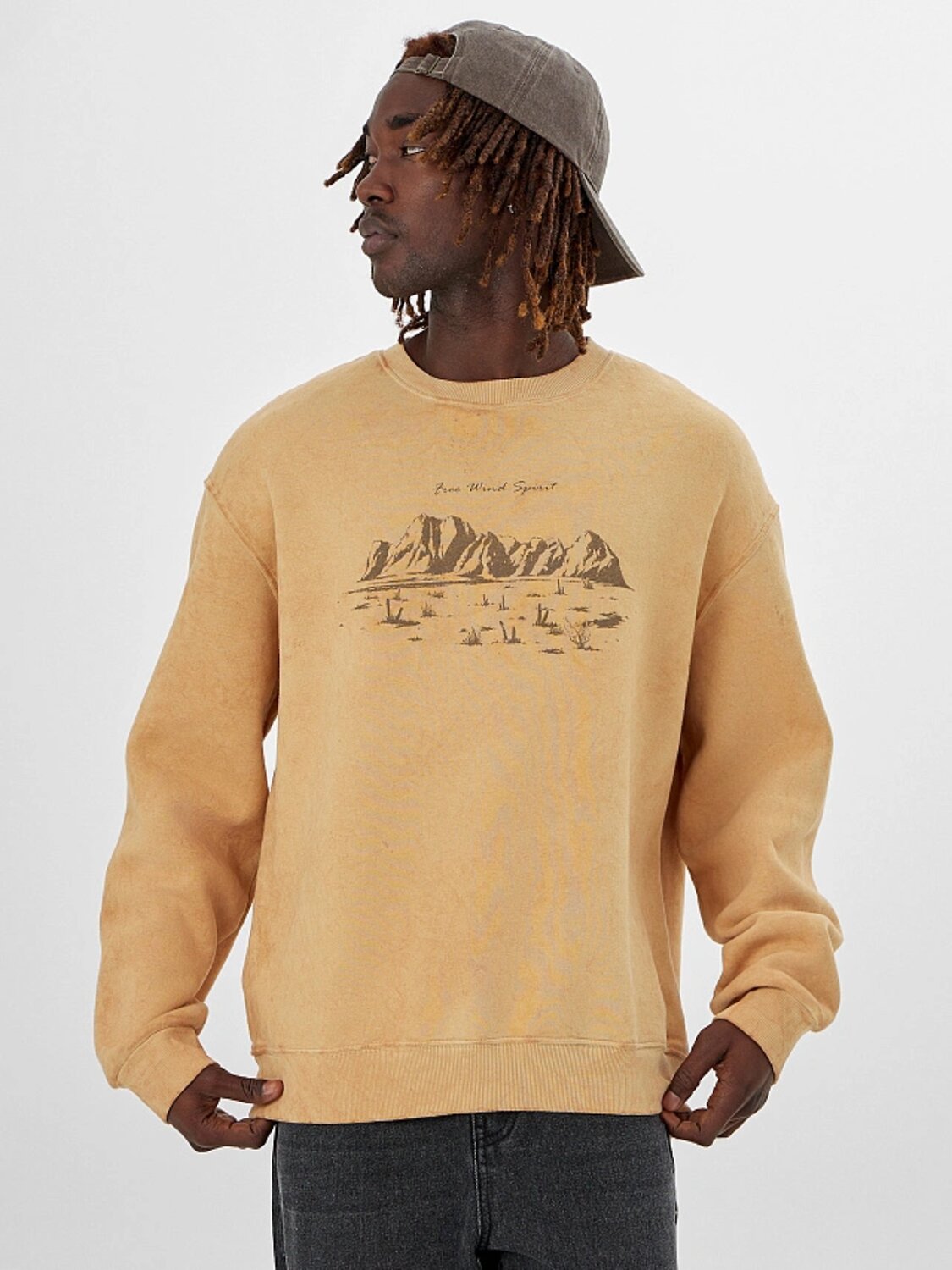 MARK FORMELLE Свитшот 558513 121901 ACID WASH песчаный +печать