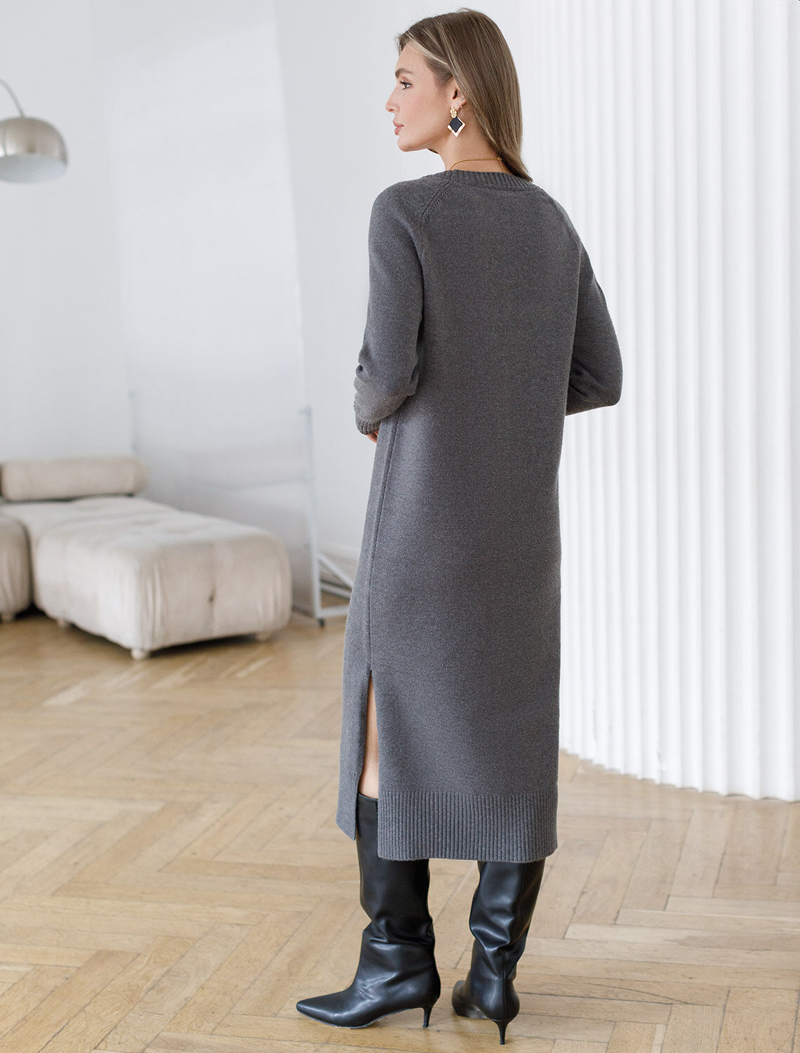 VILATTE Платье 561138 D32.107 темно-серый меланж