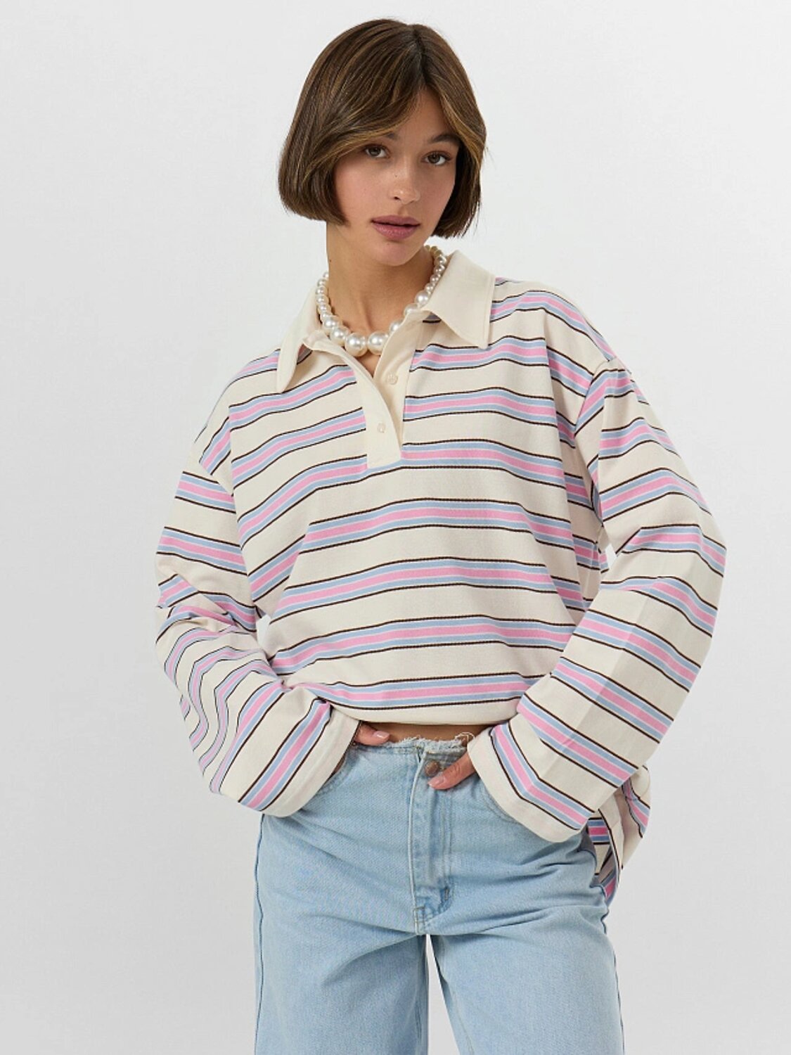 MARK FORMELLE Поло 561275 122877 розовая полоска на молочном