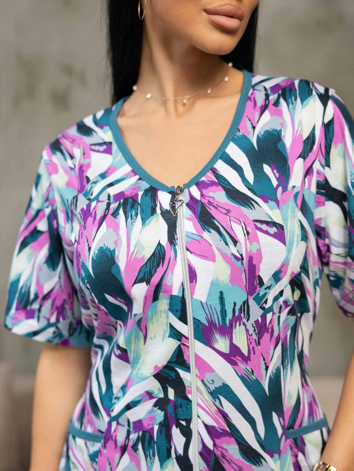 Текс-плюс Халат 561653 НФ-00227680 Бирюзовый,розовый,сиреневый