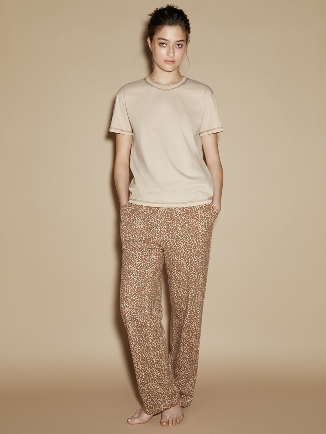 Omsa Пижама 562912 OmD 0226D FIERA Пижама жен. (Футболка + Брюки), СО Cappuccino (Коричневый)