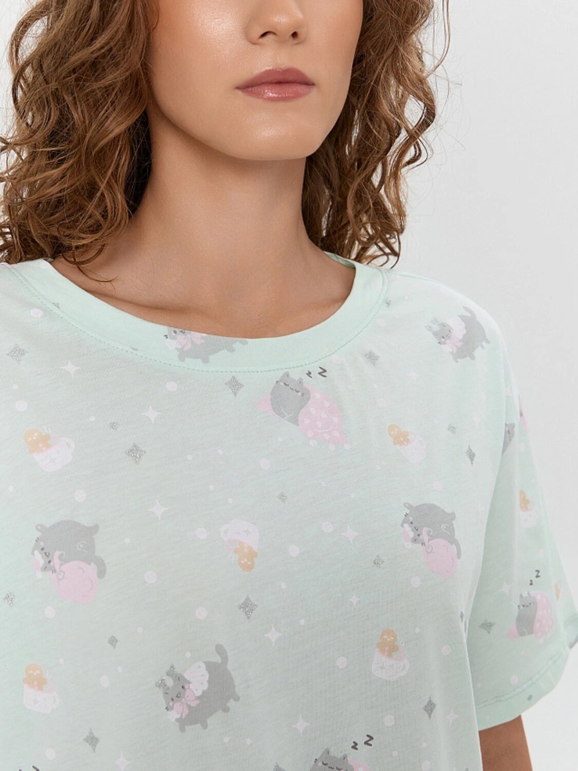 MARK FORMELLE Сорочка 564335 572371 котики на мятном1