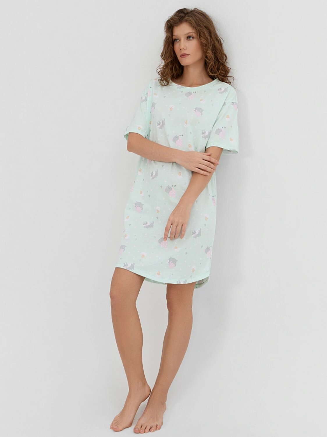 MARK FORMELLE Сорочка 564335 572371 котики на мятном1