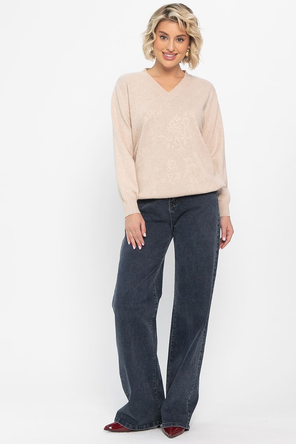 LT Collection Джемпер 565976 Б14626-4М бежевый