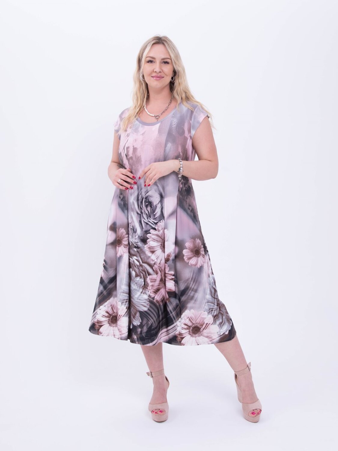 AandOstudio Сарафан 566180 С90007А серо-розовый