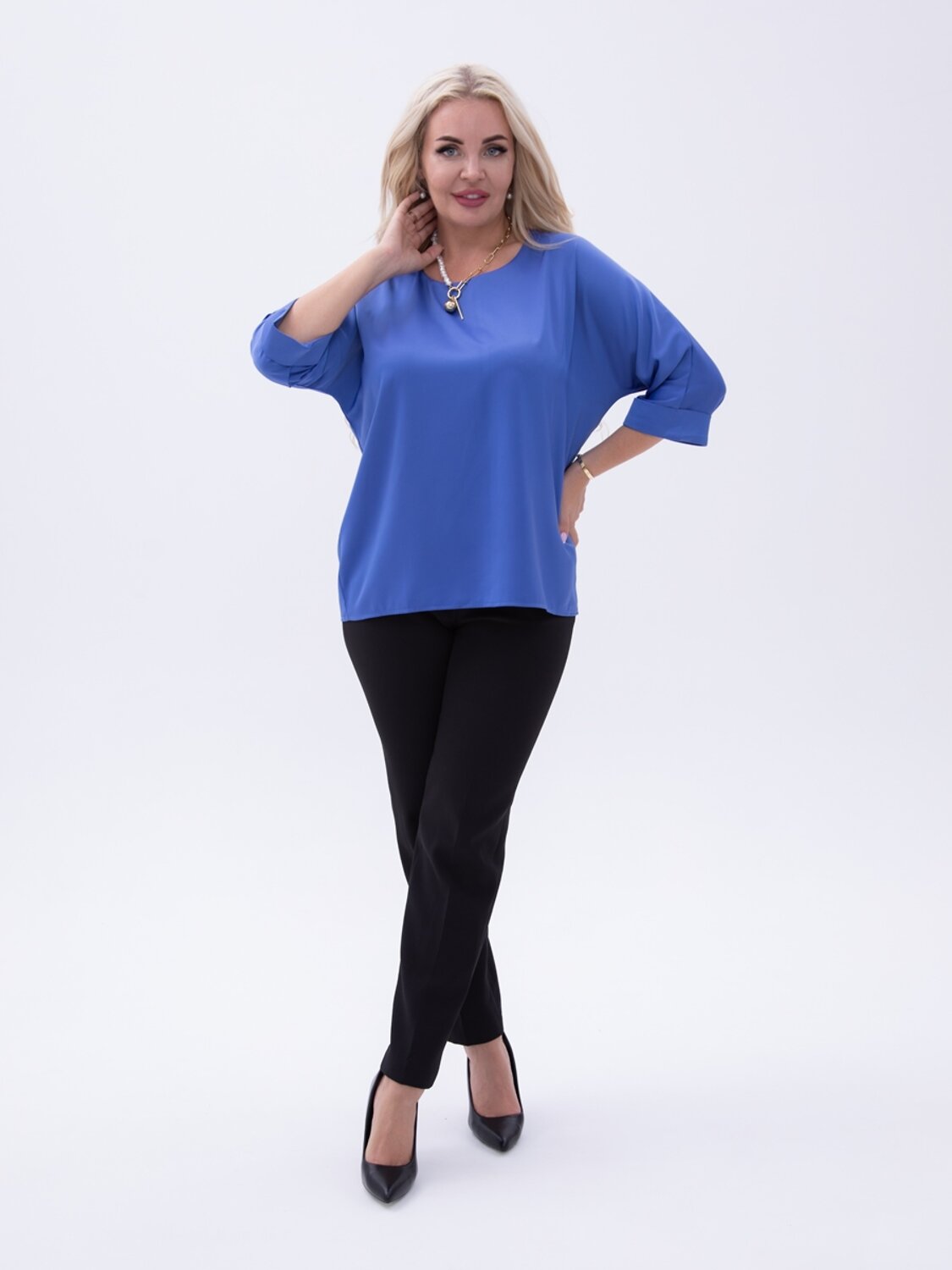 AandOstudio Блузка 566190 Б10029 темно-голубой