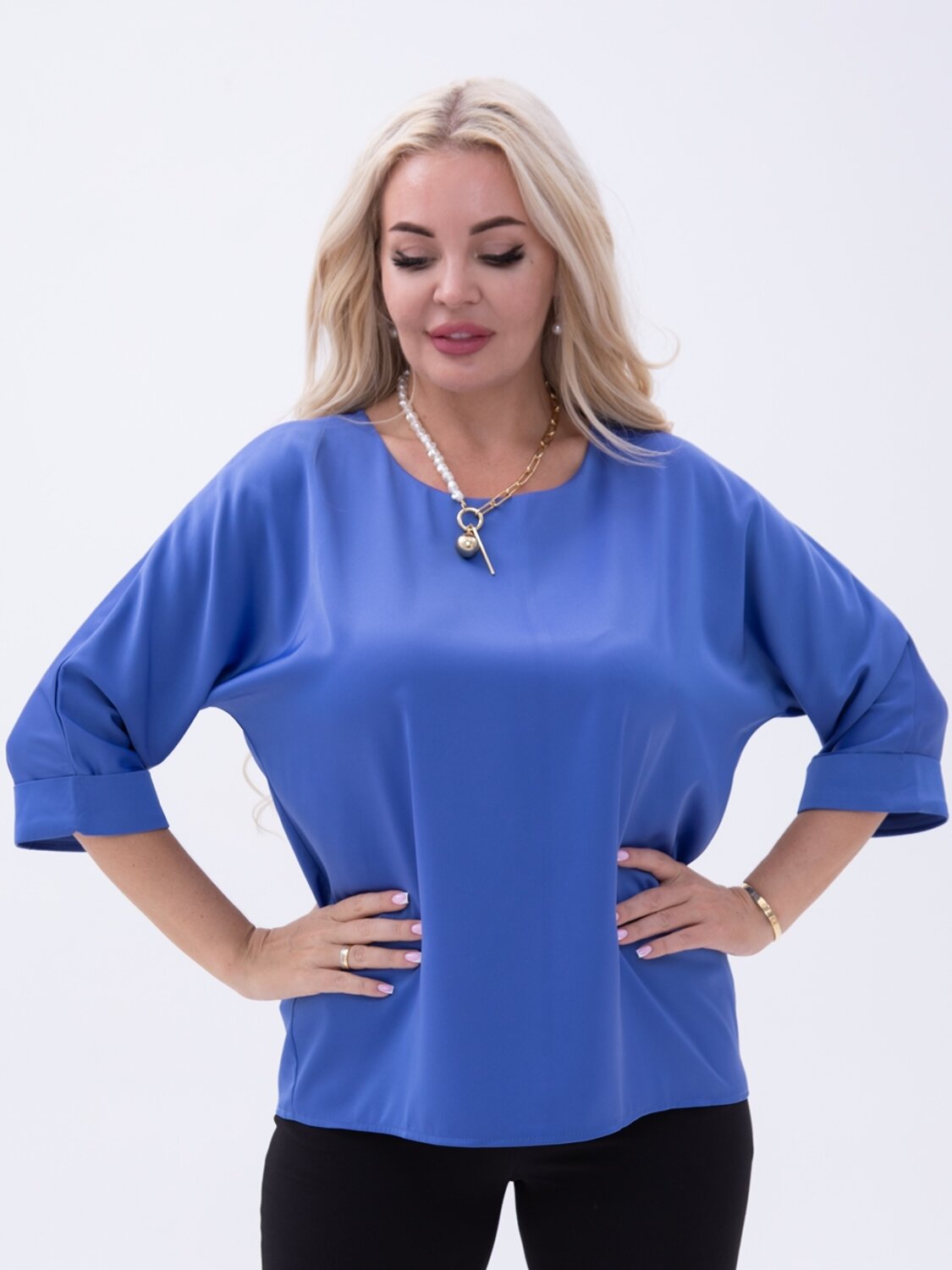 AandOstudio Блузка 566190 Б10029 темно-голубой