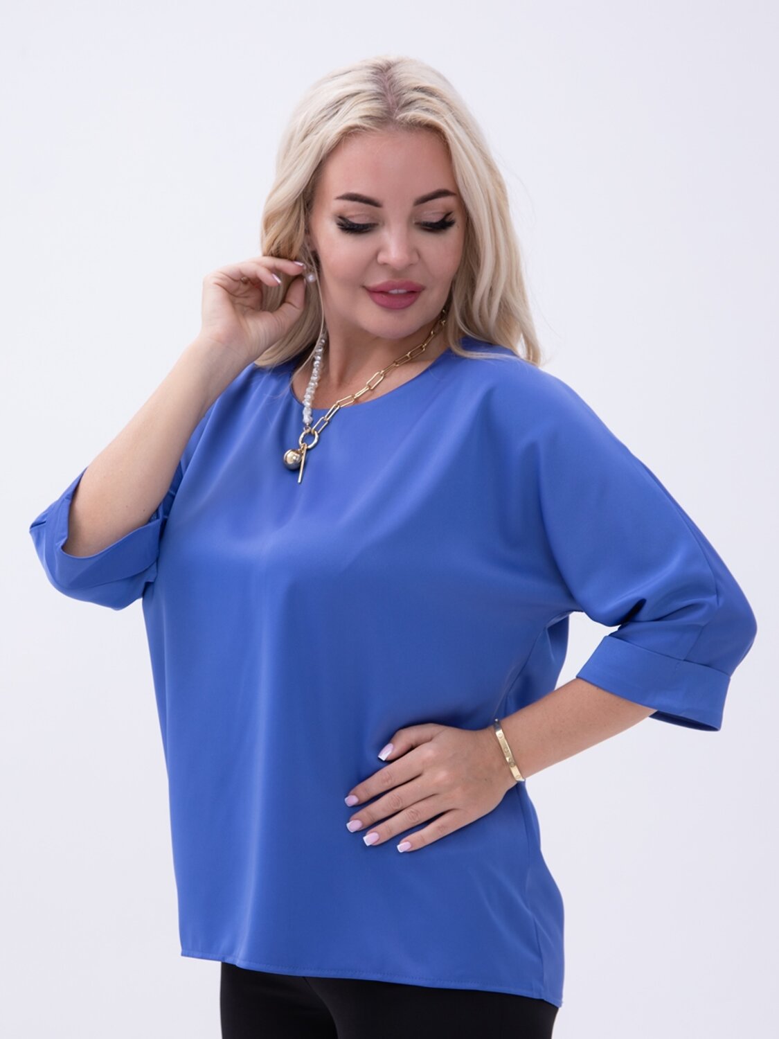 AandOstudio Блузка 566190 Б10029 темно-голубой