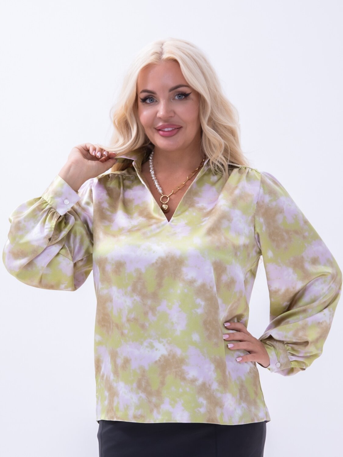 AandOstudio Блузка 566195 Б10031А фисташково-молочный