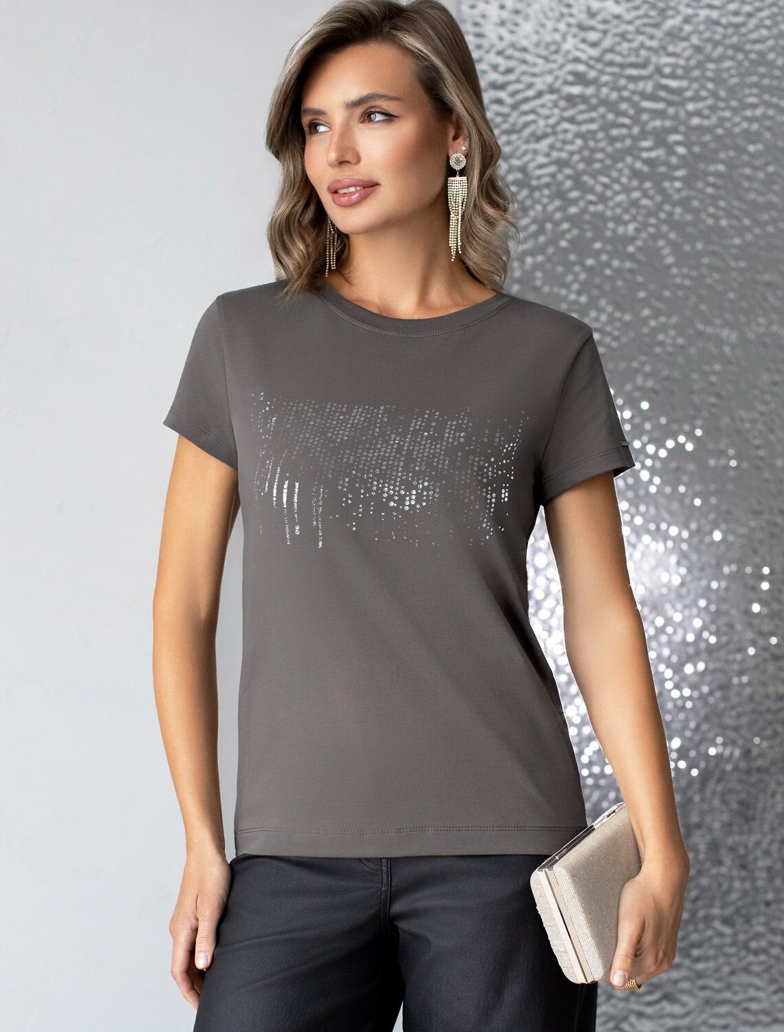 VILATTE Футболка 567419 D49.123 т.серый_дождь