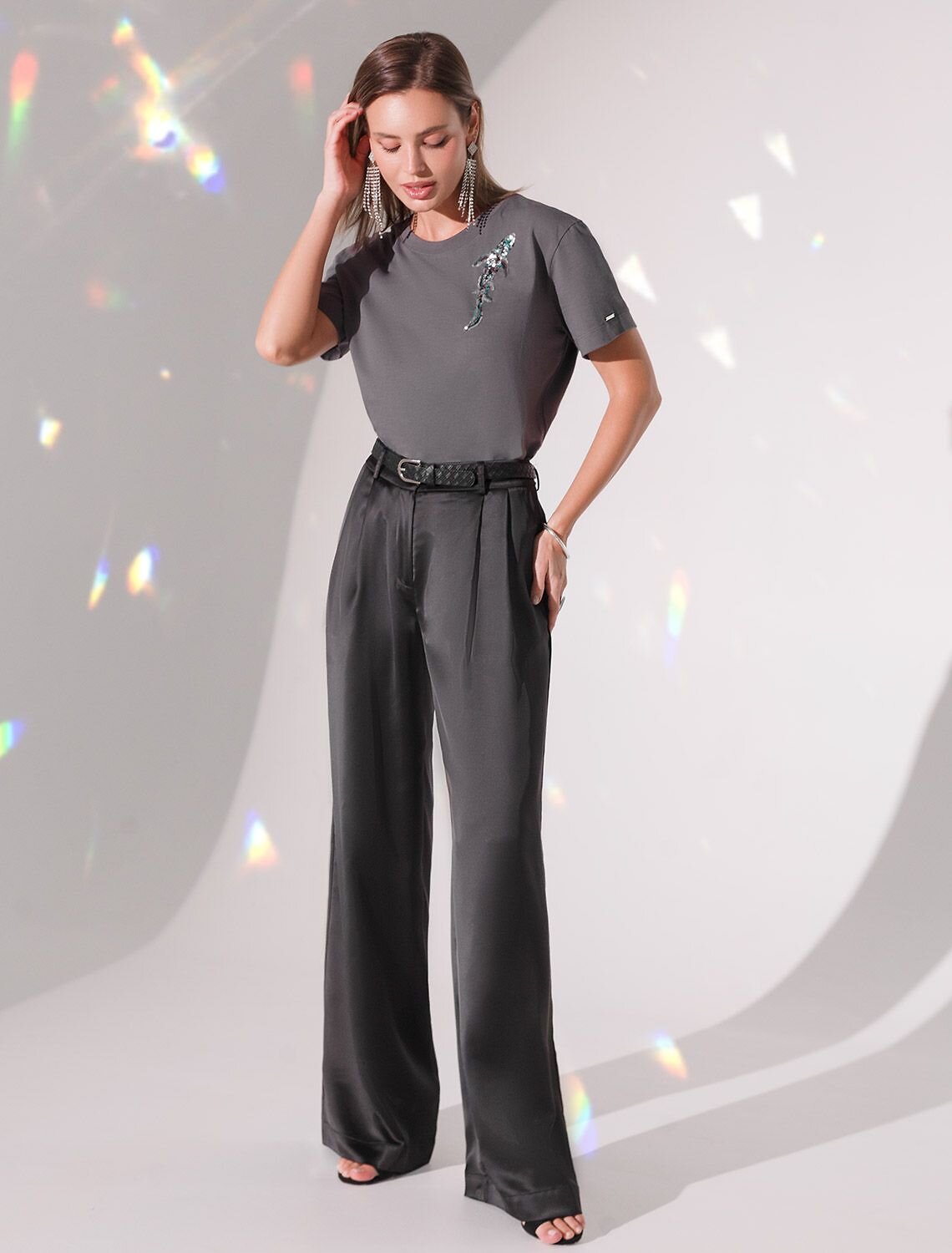 VILATTE Футболка 567421 D49.124 т.серый_рыба