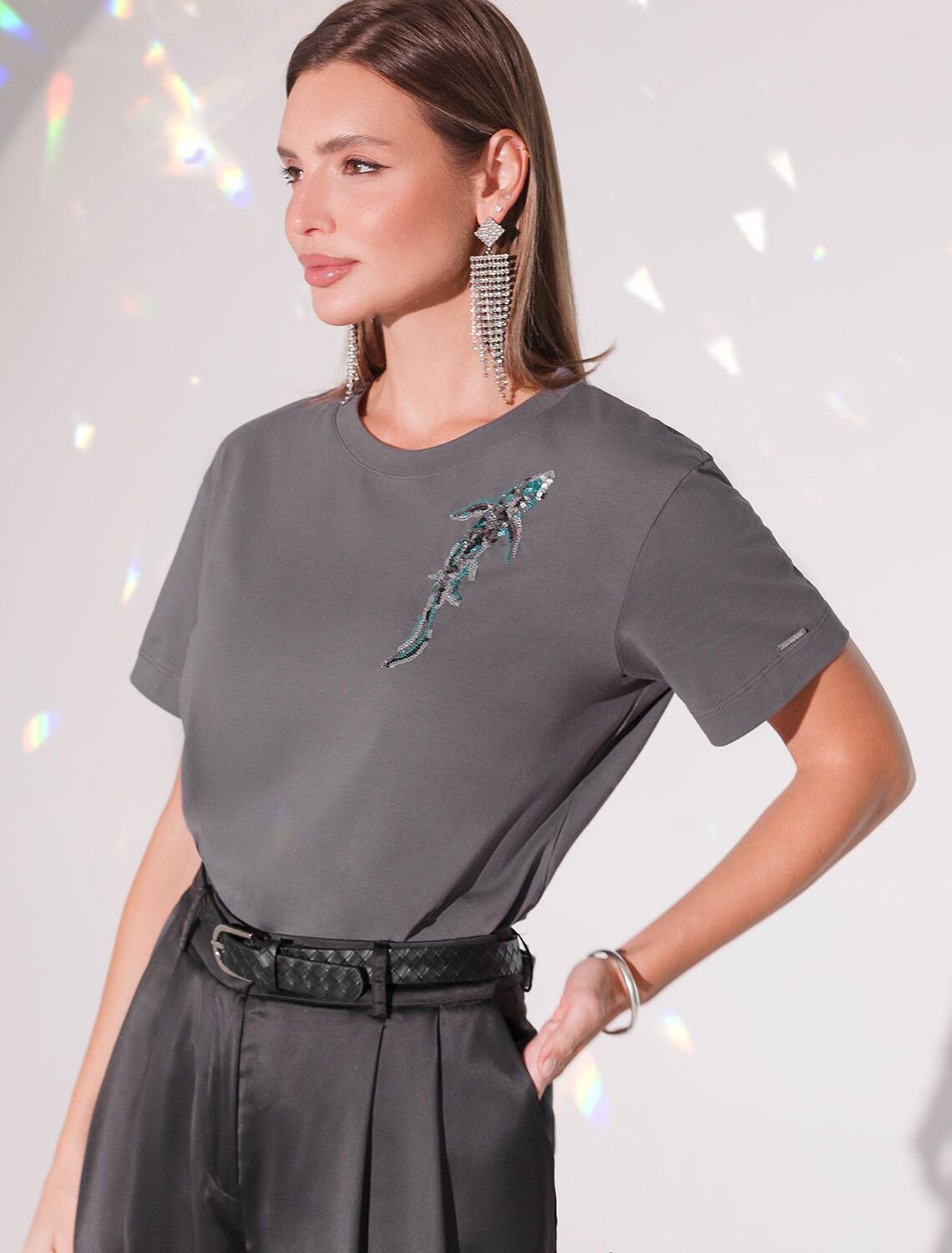 VILATTE Футболка 567421 D49.124 т.серый_рыба