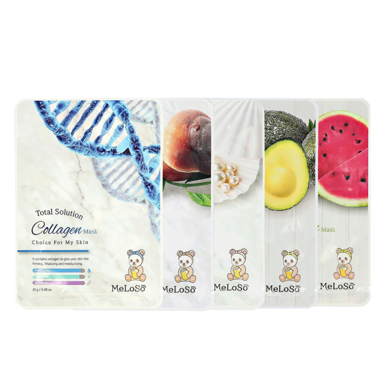 Dr.MeLoSo Набор тканевых масок для лица с омолаживающим эффектом против морщин, 5 x 25 г 567923 25128 