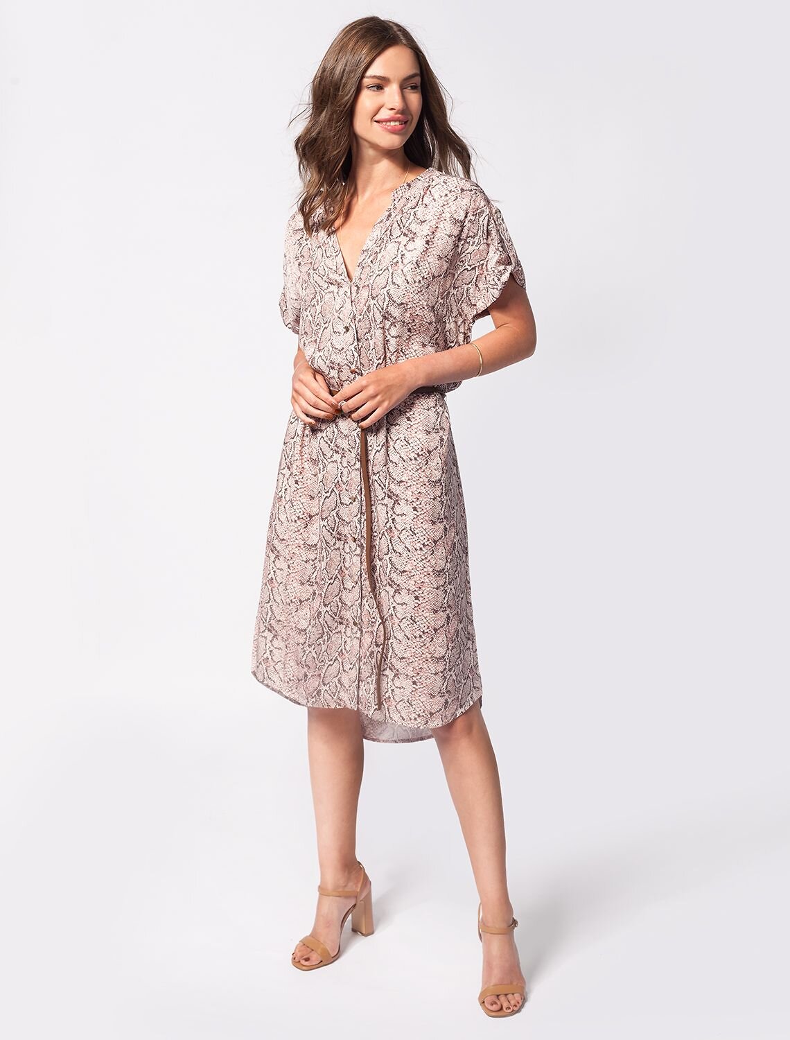 VILATTE Платье 568075 D22.460 пудровый-кофейный