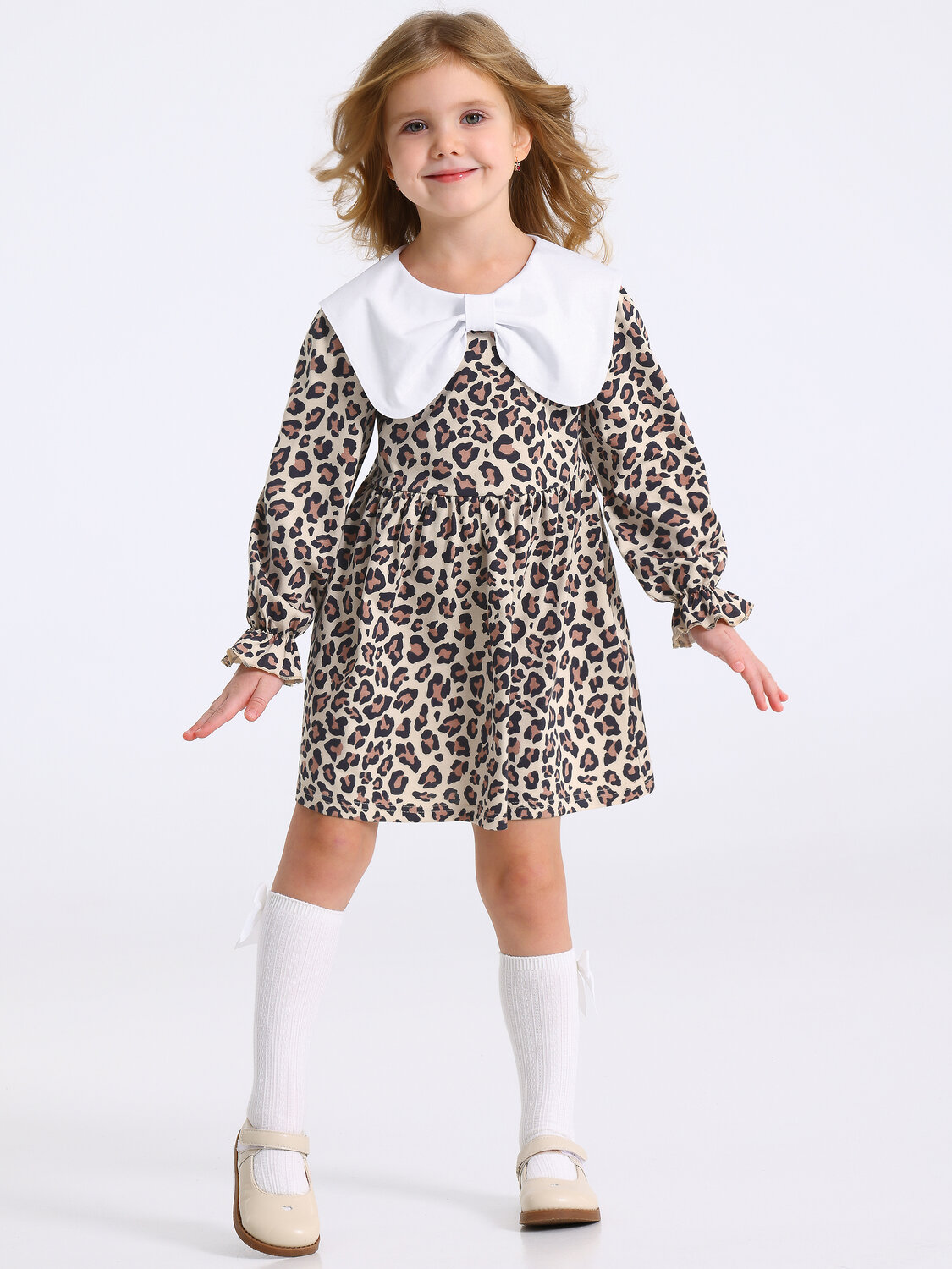 Апрель Платье 568319 1ДПД4955001н коричневый леопард на бежевом+белый