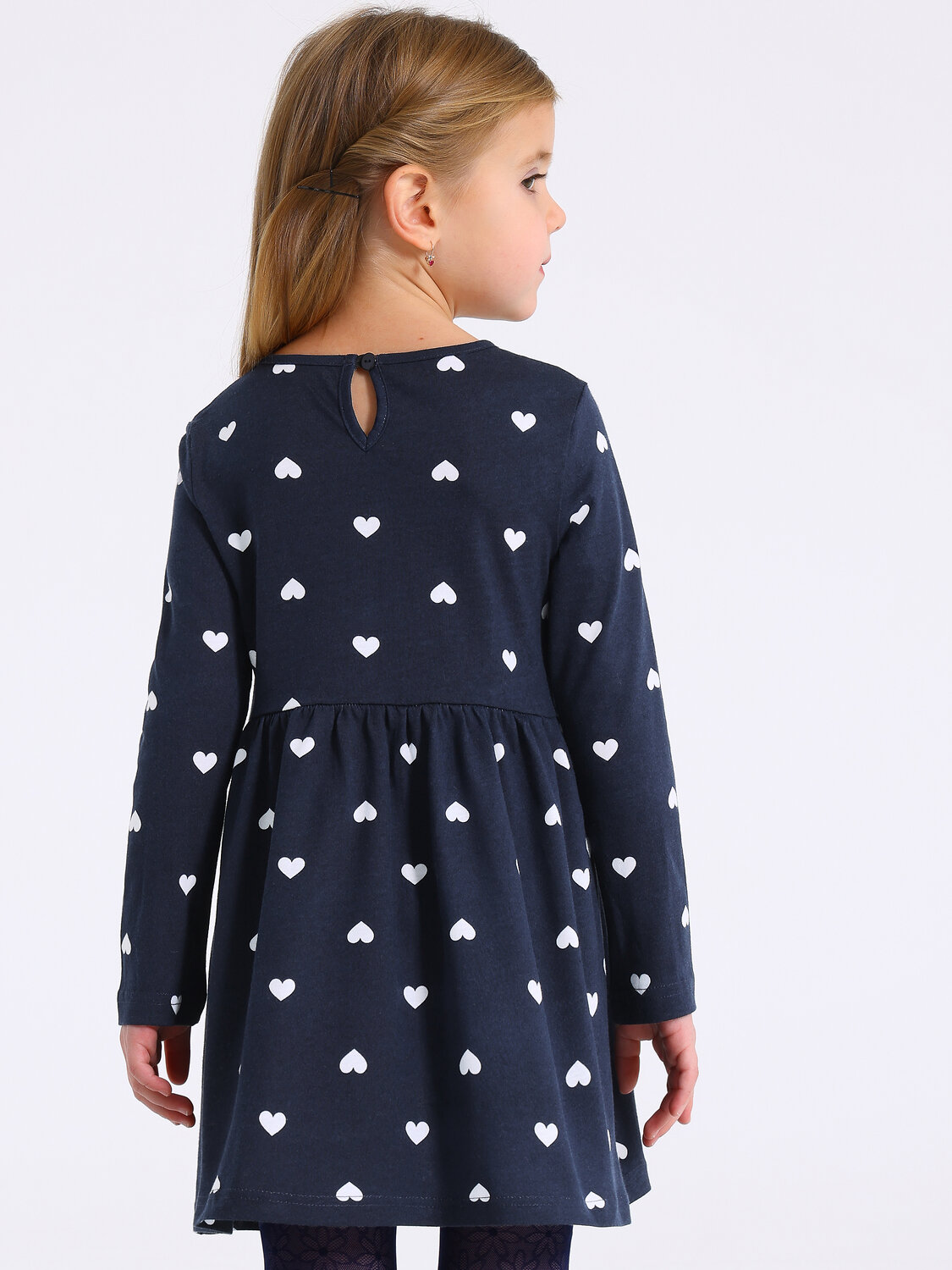 Апрель Платье 568845 1ДПД4398001н белые сердечки на темно-синем