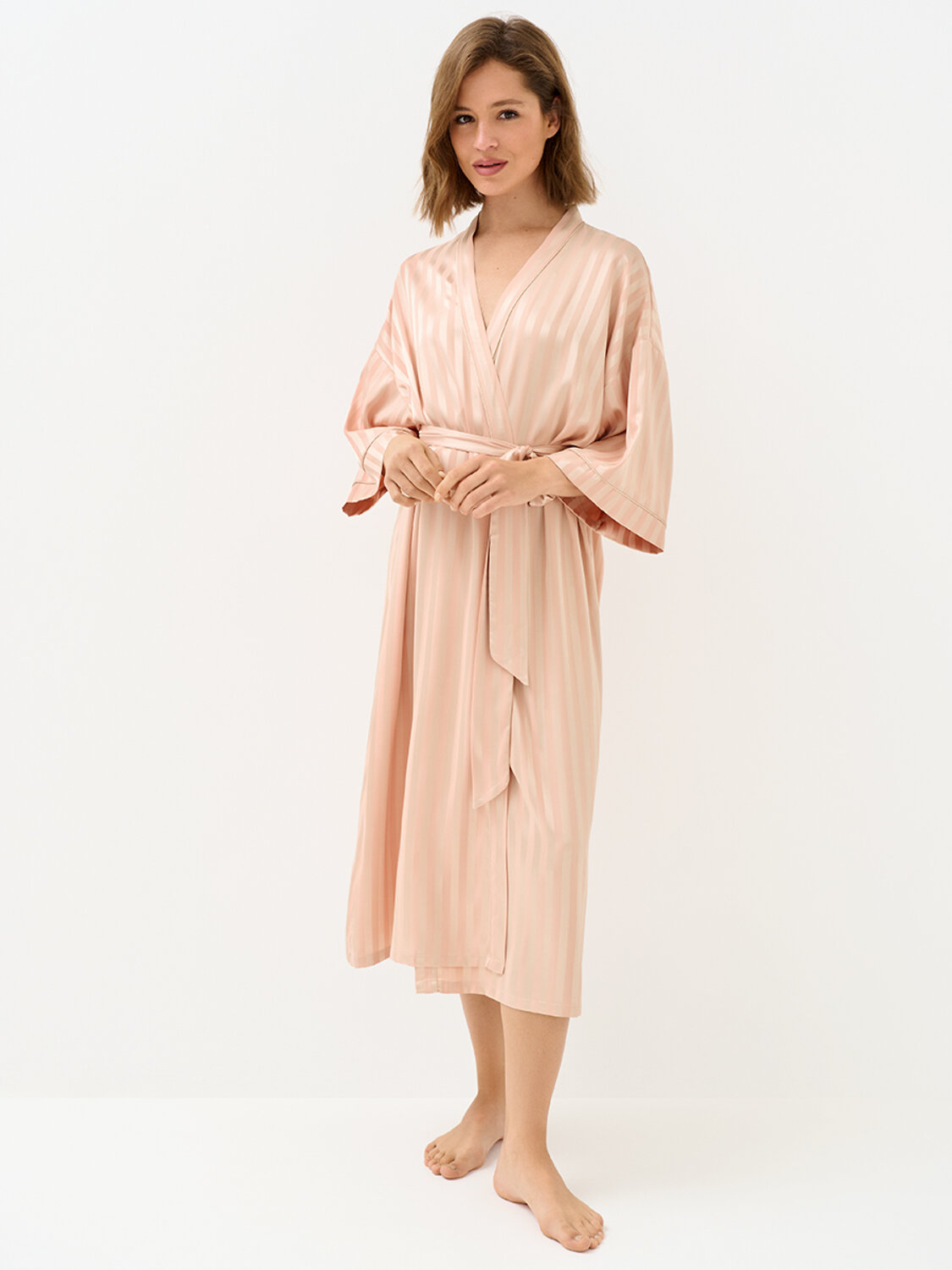 Omsa Халат 569163 OmD 0414D LINE Халат жен.(длинный с запахом жаккард), PL Rosa Cenere (Розовый)